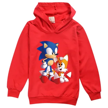 2-16Y Anime Sonic The Hedgehog Cartoon Hoodie Deti Hoodies Baby Girl Mikina Deti Oblečenie Chlapci Kostým Vianočné Coats