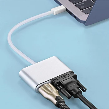 USBC HDMI 4K 30 Hz VGA Adaptér, USB 3.1 Typu C, USB-C, VGA, HDMI, Video Konvertory Adaptér pre Nový Macbook Pro/ Chromebook Pix
