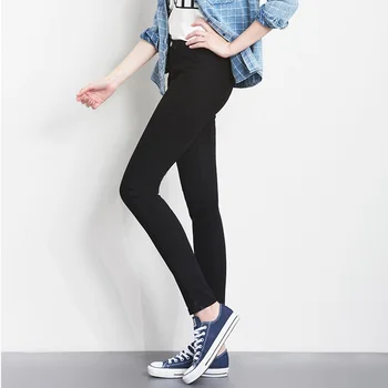 Plus Veľkosť Jeans pre ženy, Vysoký Pás Úsek celej Dĺžke Chudý, Štíhly denim modrá čierna ceruzka nohavice 5XL 6XL