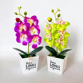 Umelé Mora Orchidea, Kvet Usporiadanie Hodváb Motýľ Orchidea s Hrniec pre Domáce Kancelárie Strany a Svadobné Dekorácie