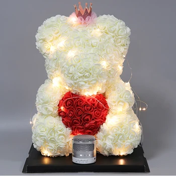 25 cm Rose macko Umelej Peny Kvet S Led Svetlo Nový Rok Valentines Vianočné Darčeky Box Domov Svadobné Dekorácie