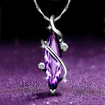 KingDeng Striebornú Dosku 925 Náhrdelník Fialová Crystal Fashion Vyhlásenie Ženy Clavicle Reťazca harajuku Prívesok valentína