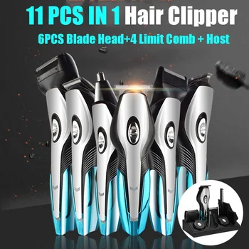 6 v 1. Profesionálny Zastrihávač Chĺpkov Elektrické Hair Clipper USB Nabíjateľné Fúzy Uchu, Zastrihávač Chĺpkov v Nose Fréza s držiakom