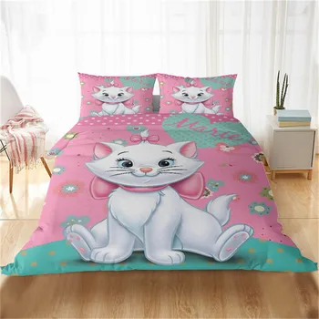 Disney Krásnej Marie Mačka 3D animovaný posteľná bielizeň Sady Kráľovná Twin BedLinen Deti, Dievčatá Perinu obliečka na Vankúš Cumlík posteľná bielizeň Nastaviť