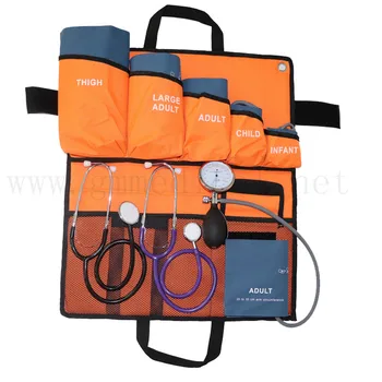 6 veľkostiach krvný tlak manžety , s Tlakom displej Rozchod s PVC ball Dual Head Stethoscop prenosné balené taška súpravy.