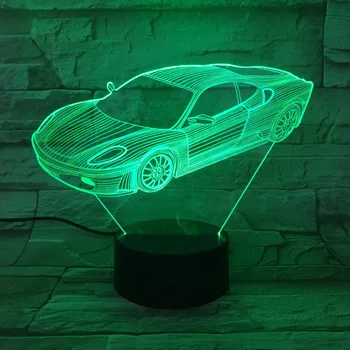 V pohode Človek Športové Auto 3D Lampy, Nočné Svetlo LED Žiarovka Multicolor Flash Ilúzie Náladu Narodeniny, Vianočné Darčeky Pre Deti Domov Deocr