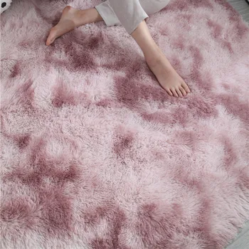 Obývacia izba dlhé vlasy umývateľný koberec šifrovanie zahusťovanie podložka mäkká a pohodlná deka Strakatý kravatu farbené gradient koberec