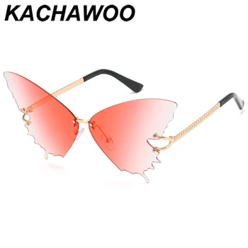 Kachawoo módne slnečné okuliare ženy motýľ tvar modrá fialová bez obrúčok slnečné okuliare pre dámy gradient objektív strany darček žena