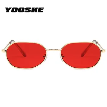 YOOSKE Polygonálnym slnečné Okuliare Ženy, Luxusné Značky Dizajnér Vintage Kovové Slnečné Okuliare Lady Retro Modré, Ružové a Červené Okuliare