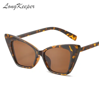 LongKeeper Vintage Cat Eye slnečné Okuliare Ženy 2021 Retro Sexy Odtiene Slnečné Okuliare Ženské Okuliare Black Leopard Oculos UV400