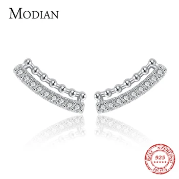 Modian Minimalizmus Perličiek Módne Stud Náušnice 925 Sterling Silver Cubic Zirconia Elegantné Náušnice Pre Ženy, Jemné Šperky Bijoux