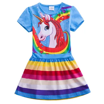 Dievčatá Jednorožec Šaty, Kostým 2020 Detské Letné Bavlna Cartoon Dúha Unicorn Šaty, Baby, Dievčatá Bežné Šaty, Oblečenie Pre Deti