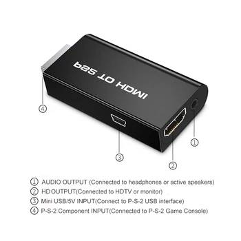 3,5 mm Audio Výstup, 480i/480p/576i Audio Adaptér Pre HDV,-G300 PS2 na HD Video Converter Podporovať Všetky pre PS2 Režimy Zobrazenia
