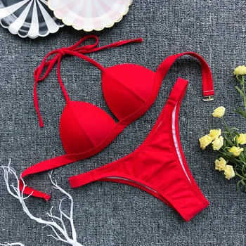 Plavky Ženy 2019 Brazílske Bikini Plávať Oblek Push Up Sexy Bikini Set Biele Červené Plavky Remeň Biquini Plávanie Oblek Pre Ženy