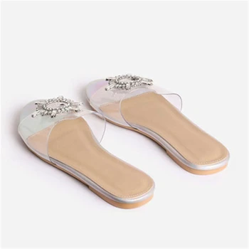 Siddons PVC Transparentné Ženy Papuče Otvorené Prst Luxusné Crystal Design Pláži Casaul Topánky Žena Pohodlné Rímske Sandále, Papuče