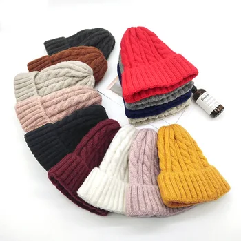 VISROVER 12 farieb Jeseň zima farbou reálne akryl čiapky s pompom pre muža, ženu, cashmere Teplá unisex klobúk wholesales