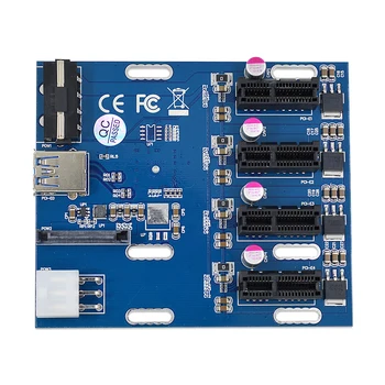 CHIPAL 4 PCI-e 1X Adaptér, 1X sloty Stúpačky Karty PCIe Port Násobiteľ Karta Prevodníka S 6pin 15 kolíkový Sata 4pin Konektor Napájania