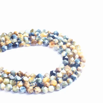 Lingxiang prirodzene zákrutách malé ploché Žlté Modré Tigrie Oko kameň voľné korálky pre šperky DIY kameň náramky a náhrdelníky