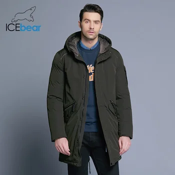 ICEbear 2019 nové kvalitné zimné kabát jednoduché módy kabát veľké vrecko dizajn pánske teplé s kapucňou značky módnych parkas MWD18718D