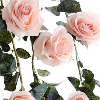 Romantický Umelé Kvety, Ruže, Brečtanu Viniča Svadobné Dekor Skutočný Dotyk Hodvábne Kvetinové Girlandy Reťazec S Opustí Domov Visí Dekor