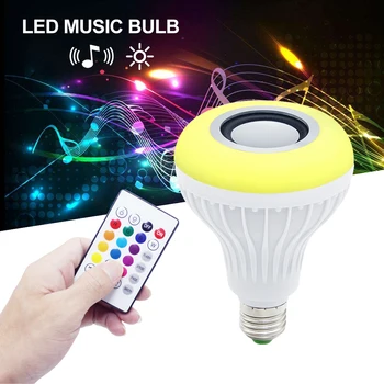Smart E27 12W Ampoule LED Žiarovka RGB Svetlo Bezdrôtové Bluetooth Audio Reproduktor na Prehrávanie Hudby Stmievateľné Lampa s 24 Tlačidlo Diaľkové Ovládanie