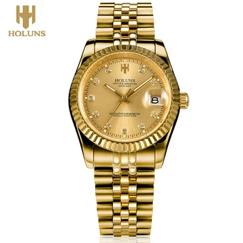 HOLUNS luxusné automatické mechanické mužov zlaté hodinky Japonsko pohyb plný Nehrdzavejúcej Ocele 100 Nepremokavé Náramkové Hodinky pre mužov