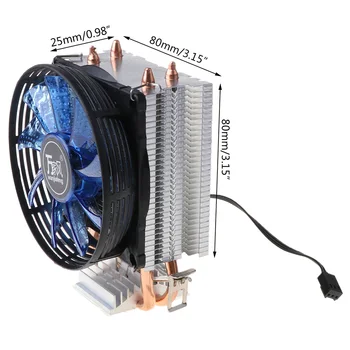 CPU Cooler Master 2 Čistej Medi Tepla-rúry Ventilátor s Modrým Svetlom Zmraziť Veža Chladiaci Systém s PWM Ventilátory