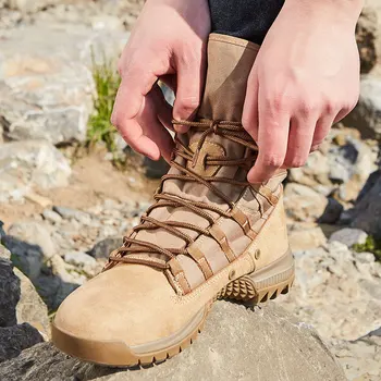 Muži taktické army combat topánky originálne kožené vonkajšie turistika treking lezenie členková obuv plus veľkosť púštne topánky 38-46