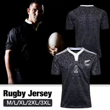Nový Zéland 100 Výročie Pamätnej Rugby Športové tričko Vysokej hustoty Tlače Na Rebrovaný Golier S Elastické Manžiet S-3XL