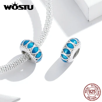 WOSTU Veľkonočné Modré Korálky 925 Sterling Silver Charms Fit Originálny Náramok Prívesok Pre Ženy Náhrdelník Veľkonočné Série Šperky CTC221