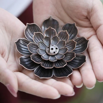 Budhistické Lotus Kadidlo Horák Ozdobné Bronzové Upokojuje Emócie Domáce Dekorácie