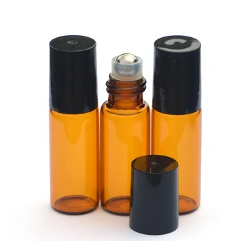 5ml Amber Sklo Prejdite na Fľaše Aromaterapia Esenciálny Olej Navi Fľaše s Kovovými Loptu & Kartáčovaný Spp 6pcs
