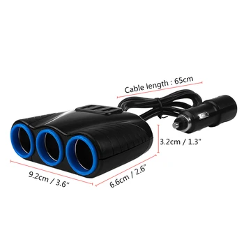 3 USB Port 3 3.1 Spôsob Modrým Led Auto Zásuvky pre zapaĺovač Splitter Rozbočovač sieťového Adaptéra 12V-24V Pre iPad, Smartphone DVR GPS