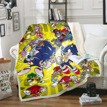 Plstar Vesmíru Komiksu, Anime Super Sonic Deka 3D tlač Sherpa Deka na Posteľ bytového Textilu Snového štýl-1