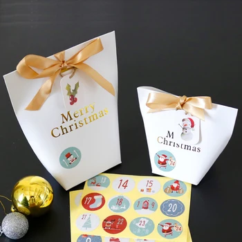 24sets Samoopaľovacie Veselé Vianoce Darčeka Xmas Party Dekorácie, Baliaci Papier, Škatule Cookie Candy Balenie Vrecia s Značiek
