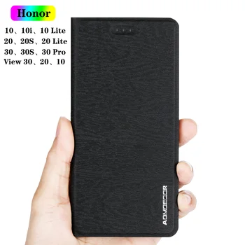 Kože Flip puzdro pre Huawei Honor 20 Lite 20S 20I 20E 30I Pro 30S 10X 10I Zobraziť 10 20 30 Telefón, Peňaženku Späť Vzťahuje na Prípady