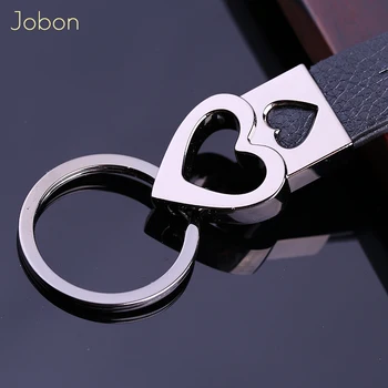 Jobon Ženy Auto Keychains Rose Gold Heart Shape Kožené Tlačidlo Krúžky Držiteľ Milenci, Priatelia Najlepší Darček, Aký Kľúč Reťazca Príslušenstvo Šperky