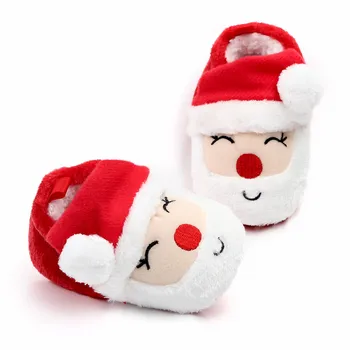 V zime Teplé Baby Girl Topánky Mäkké Jediným Mokasíny Batoľa Santa Claus Papuče Novorodenca na 1 Rok Staré Chlapci Vianočné Darčeky
