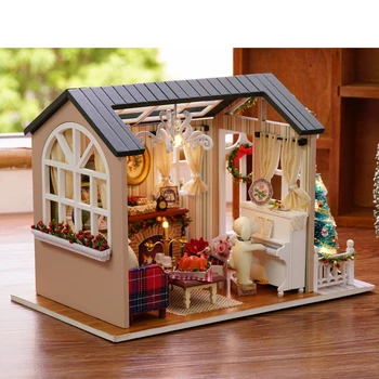 Ručne vyrobeného Nábytku Doll House Diy Miniatúrne Doll House 3d Drevené Miniatúry domček pre bábiky Hračky Na Vianoce A Narodeniny Deti Darčeky