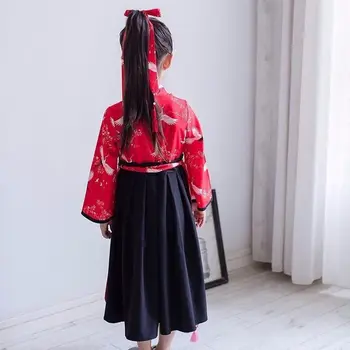 Staré Čínske Kostým Detský Hanfu Maškarný Deti Čiernej Sukni Ľudové Tanečné predstavenie Čínskej Tradičnej Šaty pre Dievčatá
