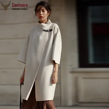 Ženské šatkou kockovaný kabát vlny kabát žien cashmere kabát dámske zimné zvlnené voľné kožený kabát tlačidlo kabát ženy 8773