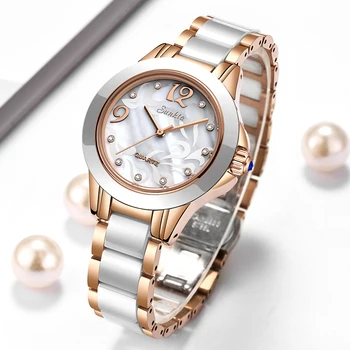 SUNKTA Módne Ženy Hodinky Dámy Náramok Hodiniek Bežné Keramiky náramkové hodinky Quartz Hodiny vodotesné hodinky Relogio Feminino