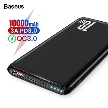 Baseus 18W PD Rýchle Nabíjanie 3.0 Power Bank 10000mAh QC3.0 Typ C Powerbank Prenosná Externá Nabíjačka Pre iPhone Xiao