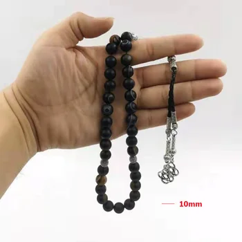 Prírodné Čierne Sulaimani Oči Agates kameň Tasbih modlitba korálky Misbaha 33beads Nové štýly Moslimských Človeka šperky ruženec