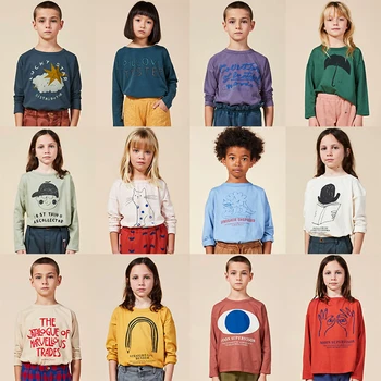 DOPLNKY, Módne BOBO 2020 Nový Hit Chlapci Dievčatá O-krk Dlhý Rukáv T-shirts Detské Deti Spadajú Zimné Oblečenie Bavlna tričká