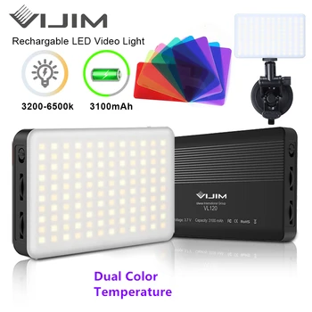 VL120 3200K-6500K Ultra Tenký LED Video Svetlo Nastaviteľné Prenosné Vyplniť Svetla Vlog Svetlo s 6 Farebný Gél RGB Účinok Sucktion Auta