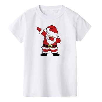Deti Vianočné Biele Tričko Unisex Deti Dabbing Santa Vzor Tlač Tee Košele Batoľa Módne Krátky Rukáv T-shirt Topy