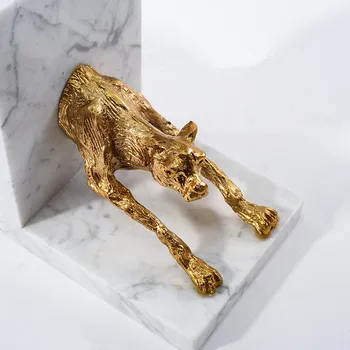 Elegantné Abstraktné Zlaté, Medené Mramoru Leopard Bookend Dekorácie Tvorivé Medi Ornament, Bytové Doplnky, Najlepší Darček