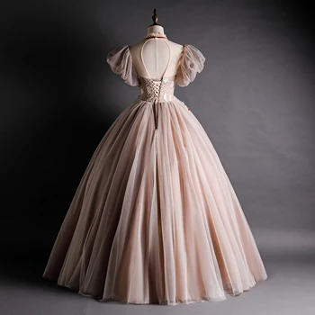 Elegantný Retro Quinceanera Šaty 2020 Vestidos De 15 Años Čipky Korálky Kvety Tylu Sweet 16 Guľové Šaty Debutante Party Šaty