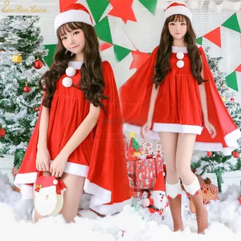 Červená/čierna/zelená Vianočný Kostým Ženy Santa Claus Kostým Dievčatá Nové Rokov Vyhovovali Plášť Party Šaty Vianočné spodné Prádlo Pre Dospelých